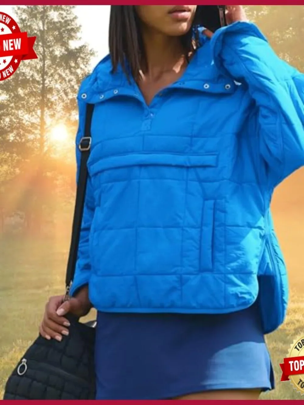 Oversized Quilted Puffer Jacket Hooded Lightweight Winter Pullover Coat